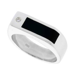 Sterling Silver Mens Black Onyx Ring
